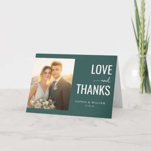 Warm Teal Love Thanks サンキューカード (正面)