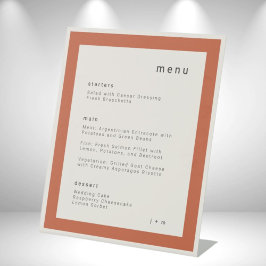 Warm terracotta clay wedding menu Pedestal Sign 台座サイン