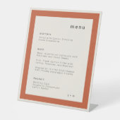 Warm terracotta clay wedding menu Pedestal Sign 台座サイン (正面)