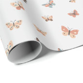 Warm Tone Butterfly Pattern Wrapping Paper ラッピングペーパー (ロールコーナー)