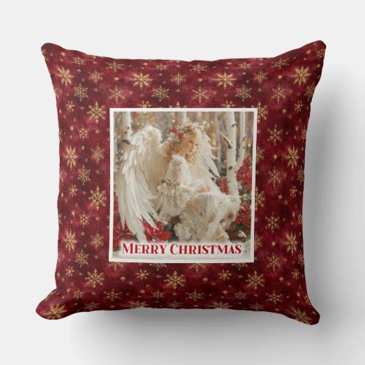 Warm Victorian Angel Christmas Gift Pillow クッション (正面)