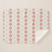 Warm Vintage Red & Cream Pattern シェルパブランケット (正面(横))