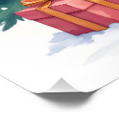 Warm Watercolor Golden Retriever Christmas Tree ポスター (コーナー)