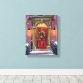 Warm Welcome | Christmas Red Wreath Cozy Painting キャンバスプリント (インサイチュ (ウッドフロア))