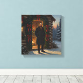 Warm Welcome: Eastman Johnson Holiday Glow キャンバスプリント (インサイチュ (ウッドフロア))