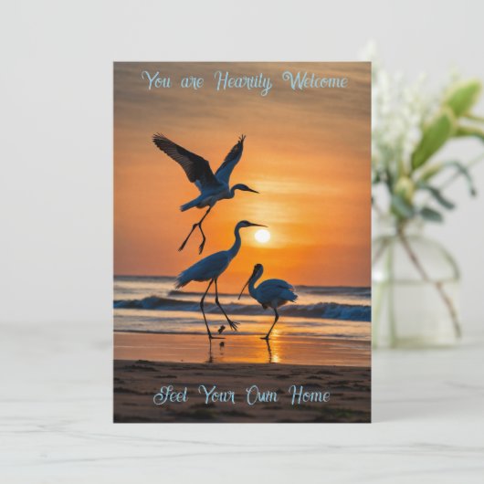 Warm Welcome Invitation Card – Elegant Custom 招待状 (スタンド正面)