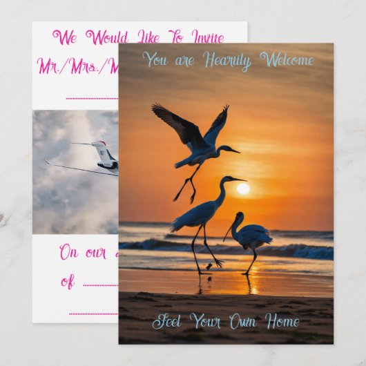 Warm Welcome Invitation Card – Elegant Custom 招待状 (正面/裏面)