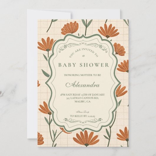 Warm Wildflower Baby Shower 招待状 (正面)