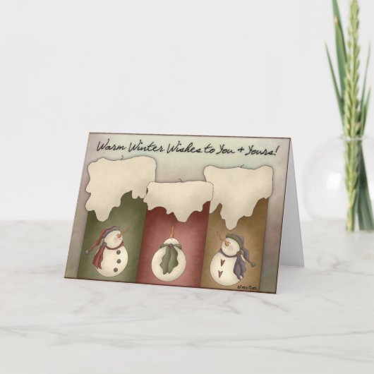 Warm Winter Wishesキャンドルカー空白のド シーズンカード (正面)