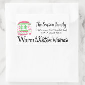 Warm Winter Wishesクリスマスセーターのアドレス 長方形シール (バッグ)