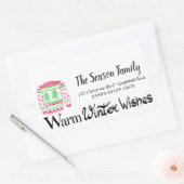 Warm Winter Wishesクリスマスセーターのアドレス 長方形シール (封筒)