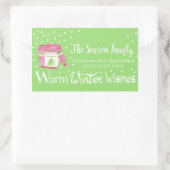 Warm Winter Wishesクリスマスセーターのアドレス 長方形シール (バッグ)