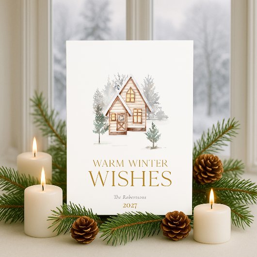 Warm Winter Wishes Cottage Christmas Card  シーズンカード