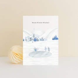Warm Winter Wishes Winter Village Cute Mice ポストカード