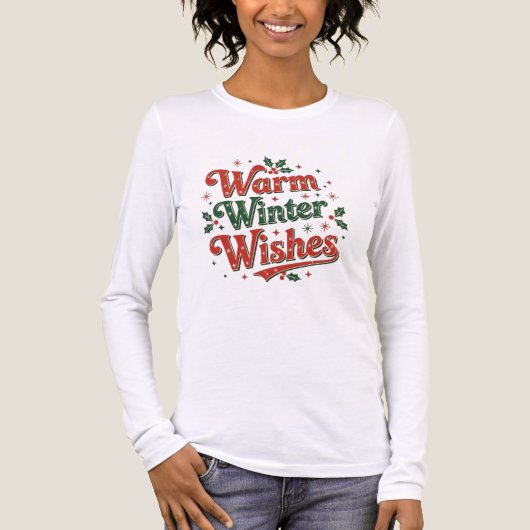 Warm winter wishesminimal chic Santa christmas tee トライブレンドＴシャツ (正面)
