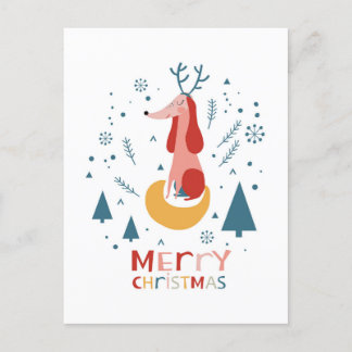  Warm wish Cute Dog Postcard in Christmas ポストカード