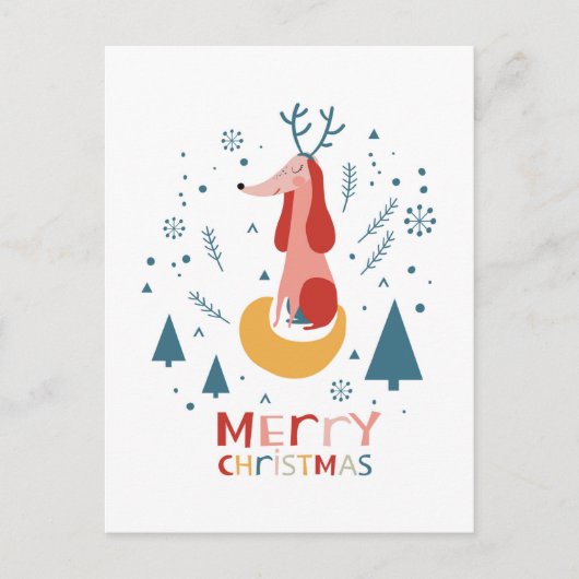  Warm wish Cute Dog Postcard in Christmas ポストカード (正面)