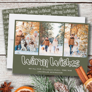 Warm Wishesアウトラインレタリング3垂直フォトホール シーズンカード