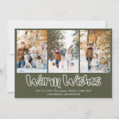 Warm Wishesアウトラインレタリング3垂直フォトホール シーズンカード (正面)