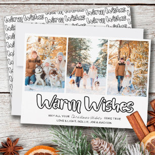 Warm Wishesアウトラインレタリング3 Vertical Photo シーズンカード