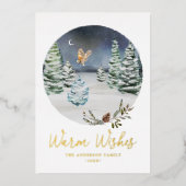 Warm Wishesウッドランドフクロウ冬のシーン非写真 箔シーズンカード (正面)