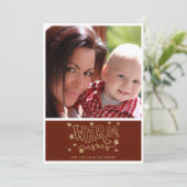 Warm Wishesタイポグラフィフォトクリスマスカード シーズンカード (スタンド正面)