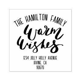 Warm Wishesファミリパーソナライズされた名のスクリプト ラバースタンプ