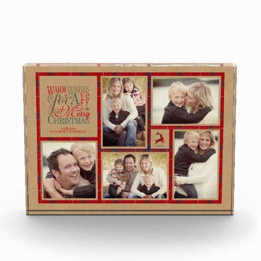 Warm Wishesフォトコラージュクラフト&タータンチェックレッドID589 フォトブロック (正面)