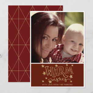 Warm Wishesフォトホリデー/クリスマスカード 招待状