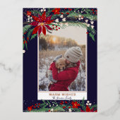 Warm wishesフローラリース雪写真 箔シーズンカード (正面)