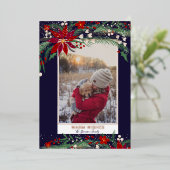 Warm wishesフローラリース雪写真 箔シーズンカード (立ち正面)