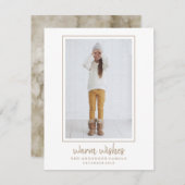 Warm Wishesホリデーフォトカードカード シーズンカード (正面/裏面)