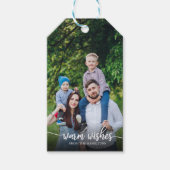 Warm Wishesホワイトスクリプトカスタムフォトクリスマス ギフトタグ (正面)