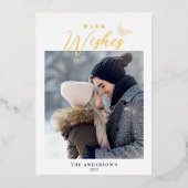 Warm Wishes書道モダン写真金ゴールド 箔シーズンカード (正面)