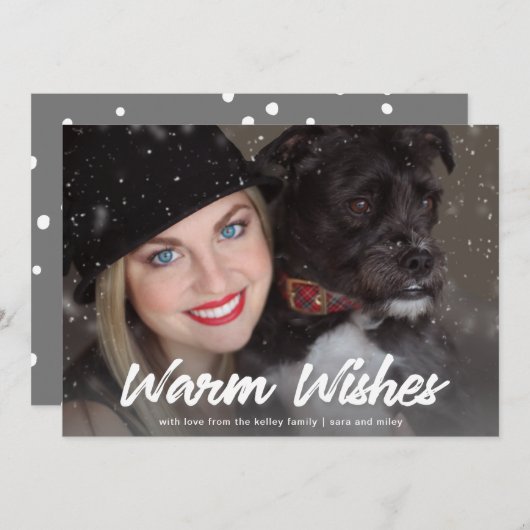 Warm Wishes横パーソナライズされた写真 シーズンカード (正面/裏面)