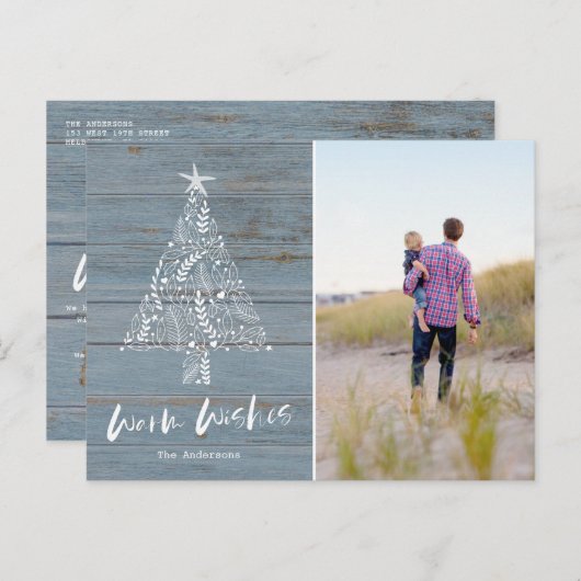 Warm Wishes沿岸ビーチフロリダ州家族の写真 シーズンポストカード (正面/裏面)