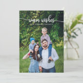 Warm Wishes白いスクリプト写真ユニーククリスマス 招待状 (スタンド正面)