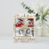 Warm Wishes金ゴールド&ホワイトスパークルホリデイ4写真 シーズンポストカード (スタンド正面)