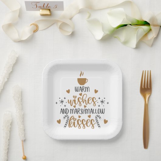 Warm Wishes and Marshmallow Kisses  ペーパープレート (ウェディング)