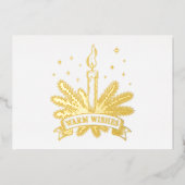 Warm Wishes Christmas Candle Gold 箔シーズンカード (正面)