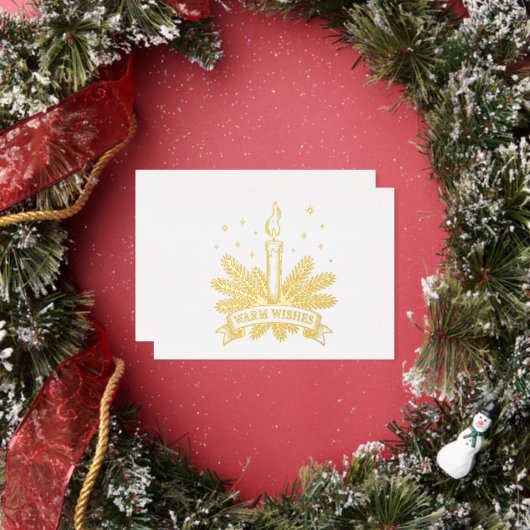 Warm Wishes Christmas Candle Gold 箔シーズンカード (インサイチュ)