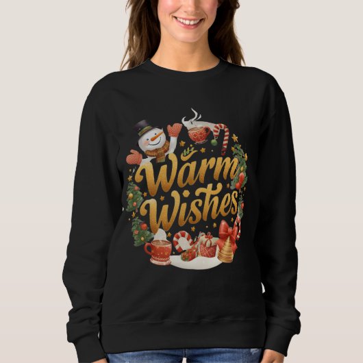 Warm Wishes Christmas Cozy Holiday Sweatshirt スウェットシャツ (正面)