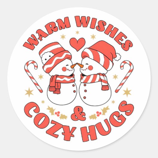 Warm Wishes & Cozy Hugs ラウンドシール (正面)