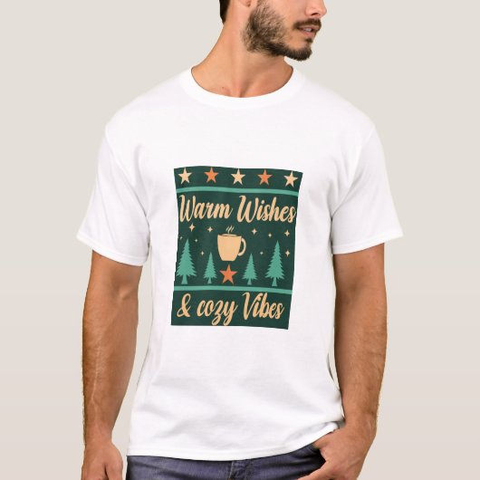 Warm Wishes & Cozy Vibes Winter Coffee T-Shirt Tシャツ (正面)