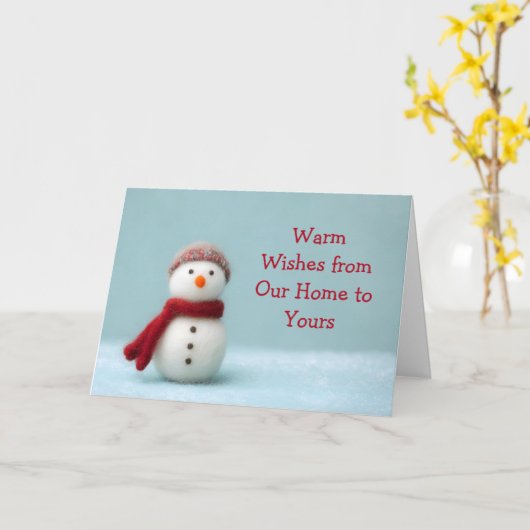 🎄 Warm Wishes Felt Snowman Holiday Card ❄️ カード (黄色い花)