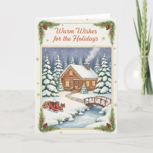 Warm Wishes for the Holidays Folded Greeting Card カード (正面)
