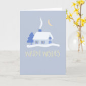 Warm Wishes Happy Holidays Christmas Winter Scene カード (黄色い花)