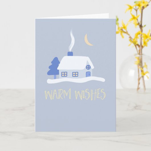 Warm Wishes Happy Holidays Christmas Winter Scene カード (黄色い花)