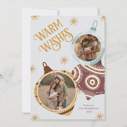 Warm Wishes Personalized Modern Ornament シーズンカード (正面)