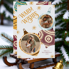 Warm Wishes Personalized Modern Ornament シーズンカード